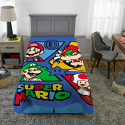 Super Mario Kids Blue Print Fleece Bed Blanket, Twin/Full