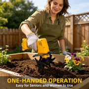 HELMSHAR Cordless Mini Tiller Cultivator Compatible with Dewalt 20V Battery, Electric Garden Rototiller, Handheld Soil Cultivation Tool