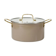 Martha Stewart 148381.1 10-Piece Nonstick Pots and Pans Cookware Set with Gold Handles, Taupe