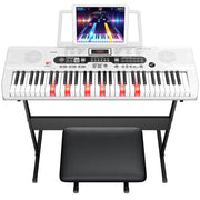 SUGIFT 61 Key Electric Keyboard Piano with Lighted Keys, 200 Tones, 200 Rhythms, 70 Demo Songs, LCD Display, Teaching Modes, Black