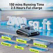 Seauto Crab Cordless Robotic Pool Cleaner with 3D Obstacle Avoidance, Smart Path Planning, 4500Pa Suction, 7800mAh Battery, Gray