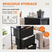 Concetta 15253111007 4-Drawer Fabric Storage Cabinet with Steel Frame, Natural Wood Handles, Black