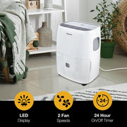 Whirlpool WHAD501DW 50-Pint Portable Dehumidifier, White
