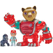 Playmates Toys Team Mekbots Animal Rescue Lion Mek Collectible Action Figure with Mei-Lin and Baby Monkey, Multicolor, 8 in, 56534