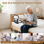 ALLJOY Adjustable Bed Assist Rails for Elderly Adults, Sturdy Iron Frame with Dual Support Bars, Ergonomic Curved Handle, 3D Adjustable, Full Size Bed