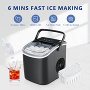 Simzlife ZX-IM-06D-WM-HM 26 lbs/24H Countertop Ice Maker Machine, 9 Bullet-Shaped Ice in 6 Min, Auto-Cleaning