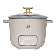 Beautiful 6-Cup Digital Electric Rice and Grain Cooker with EverGood Ceramic Nonstick Coating, Porcini Taupe, Glass Lid, 4 Preset Functions, 29160