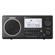 Sangean WR-2 Tabletop AM/FM Radio with Wooden Cabinet, 7-Watt Amplifier, Adjustable Bass and Treble, LCD Display, Remote Control, Black