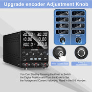 NICE-POWER SPS3010-2KD Dual DC Power Supply, 4-in-1 Variable Output, 30V 10A Independent, 60V 10A Series, 30V 20A Parallel, High Precision Digital Display, Metal Compact Design