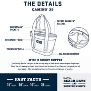 YETI Camino 35 Carryall Tote Bag, Waterproof, Puncture-Resistant Thickskin Shell, Deployable Dividers, Wetlands Camo, 35 Liter