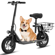 ZDZA Adult Electric Scooter with 750W Peak Brushless Motor, 15.5 mph Speed, 20 Mile Range, Foldable 12-Inch Pneumatic Tires, Adjustable Handlebar, Seat, Carry Basket, ZDZA750WES
