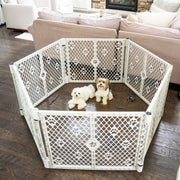 MyPet 6-Panel Paws Petyard Dog Playpen, Durable UV-Resistant Gray Plastic, Portable Adjustable Indoor Outdoor Exercise Pen, 62 in, 20 lb, 8815