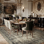 Berthmeer 8 x 10 Area Rug, Vintage Distressed Floral Pattern, Machine Washable, Non-Slip Thermoplastic Rubber Backing, Black