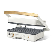 Beautiful 2-in-1 Panini Press & Grill, 1200W, EverGood Ceramic Nonstick Removable Plates, Adjustable Floating Hinge, Sage Green or White Icing, 10.25