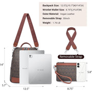VANSARTO Backpack Purse for Women Vegan Leather Travel Backpack with Wristlet, Coffee/Brown