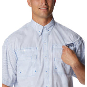 Columbia PFG Super Tamiami Short-Sleeve Button-Down Shirt - Vivid Blue Multi Gingham - XXL