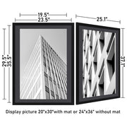 ELSKER&HOME 24x36 Poster Frame 3 Pack, Black MDF Wood with Shatter-Resistant Plexiglass