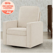 Delta Children Noah Upholstered Swivel Glider with Stain-Resistant LiveSmart Fabric, Almond, GREENGUARD Gold Certified