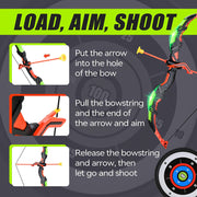 YCFUN Kids Bow and Arrow Toy Set, Complete Archery Kit with 2 Bows, 20 Arrows, 2 Targets, and 2 Quivers, Non-Toxic, LED Light Up, Outdoor and Indoor Play for Ages 3+