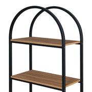 Mainstays MS1525004710001  5-Shelf Metal and Wood Open Bookcase with Arch-Style Top, Warm Walnut Finish