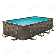 Funsicle Oasis Designer Lap Rectangular Above Ground Swimming Pool, Double Rattan Print, 16ft x 10ft x 42in, Includes Pump and Ladder