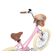 Glerc 20 Inch Kids Bike for 5 6 7 8 Years Old Little Girls Retro Vintage Style Bicycles with Bell and Training Wheels, Spring Pink