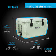 Lifetime 65 Quart Bear-Resistant High Performance Hard Camping Cooler, Sage Green, 75 Can Capacity, 91417