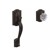 Schlage Custom Camelot Door Handleset with Alexandria Glass Knob, Aged Bronze, Single Cylinder, FC285CAM716ALX