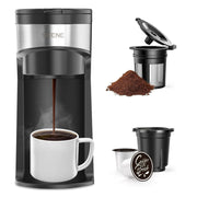 SiFENE Mini 2-in-1 Single Serve Coffee Maker, K-Cup and Ground Coffee Compatible, Descale Indicator, Black, SIF-KC211