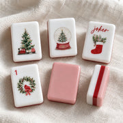 Unbranded Pink Christmas-Themed American Mahjong Set, 160-Piece 3-Layer Acrylic Tiles with Portable Storage Bag