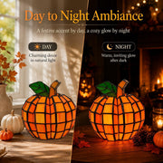 Generic Stained Glass Pumpkin Lamp, Orange Resin, Warm Ambient Glow, Tabletop Decorative Lamp