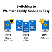 Walmart Family Mobile WFM BYOP Prepaid Cellular Service Plan with Nano SIM Card and $24.88 Airtime Included