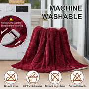 Dhole Electric Heated Blanket, Checkered Fleece, Queen 84x90 in, 6 Heat Levels, 10 Hour Auto Off, Red