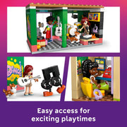 LEGO Friends Music Store & Apartment Building Set, Interactive Playset with 483 Pieces, Includes Minidolls and Marimba the Corgi, Ages 7+