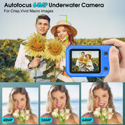 SEREE Waterproof Compact Digital Camera, 4K UHD Video, 64MP Photos, 16X Digital Zoom, IP68 Waterproof to 16ft, Floating Design, 2.4