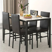 uhomepro Dining-Room-Sets27 Dining Table Set with 4 Chairs, 5 Piece Kitchen Table Sets with Espresso PU Leather Chairs for 4, He
