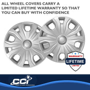 Coast To Coast Automotive Wheel Cover Set, 16 Inch, 5 Split Spoke, Silver Painted ABS, Set of 4, IWC54316S