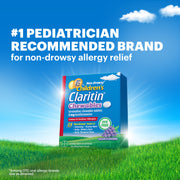 Claritin Children's Loratadine Allergy Relief Chewable Tablets, 24 Hour Non-Drowsy, Grape Flavor, 60 Count, 8519