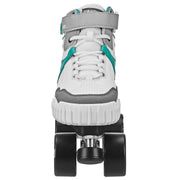 Roller Derby Elite Glidr Sneaker Recreational Roller Skates, White/Teal, Men's 4/Women's 5, Adjustable Toe Stop, 70mm Outdoor Wheels, U730T04