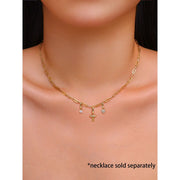 Brilliance Fine Jewelry Simulated Diamond Initial T Charm Set, 14KT Gold Plated Sterling Silver, Push In Closure