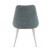 Acme Laela Upholstered Dining Chair Set of 2, Blue Boucle Fabric, Bone White Metal Frame, D22/D28 Foam Cushioning, DN03696