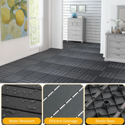 Beamnova Plastic Interlocking Decking Tile 54 Pcs 12x12 Waterproof Outdoor & Indoor Flooring Dark Brown