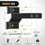 Nilight Trailer Dual Hitch Extender, 2 Inch Receiver, Adjustable 2 or 4 Inch Rise or Drop, Matte Black Powder Coated Forged Steel, 10,000 lbs Capacity, 92168B