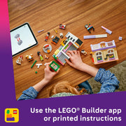 LEGO Friends Music Store & Apartment Building Set, Interactive Playset with 483 Pieces, Includes Minidolls and Marimba the Corgi, Ages 7+