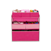Delta Children 6 Bin Design and Store Toy Organizer, White/Pink