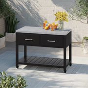Better Homes & Gardens Tarren Outdoor Island Steel Serving Cart with Drawers, Concrete Finish Top, Black, 48 in, FHKS80197-S