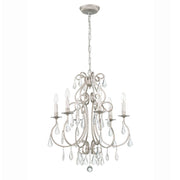 Crystorama Ashton Six Light Chandelier with Hand Cut Modern Pendalogue Crystals, Olde Silver Finish, 21.5 in W x 27 in H, 5016-OS-CL-MWP