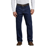 Dickies Mens Relaxed Fit Heavyweight Carpenter Jeans, 100% Cotton Denim, Triple-Stitched Seams, Brass Zipper, Straight Leg, Medium Blue, 34W x 30L, 1993THK