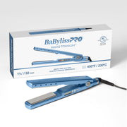 BaBylissPRO Nano Titanium 1 1/4 Inch Digital Ionic Hair Straightener, Blue, Dual Voltage, 5 Heat Settings up to 450F, BNT4090T