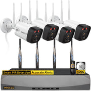 OOSSXX 5MP 4-Camera Wireless Security System, Dual Antenna WiFi, 130 Wide Angle Outdoor Cameras, Infrared Night Vision, IP66 Weatherproof, 4K 16CH NVR, CSOS-02SW5MP02-4ch